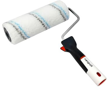 Nespoli - Rullo per Pittura 22cm per Superfici Ruvide e Lavori Fai da Te, Rullo Pittura Murale e Fissativo per Muri Interni, Manico Ergonomico SoftTouch Confortevole - Applicazione Precisa e Uniforme