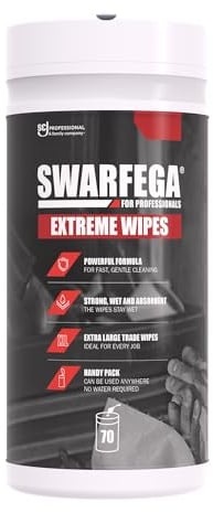 Swarfega Extreme Wipes – Removes Paint & Grime Fast – No Water Needed - Cleans Hands, Tools and Surfaces - 70 Extra-Large Wipes – For Professional Use Only