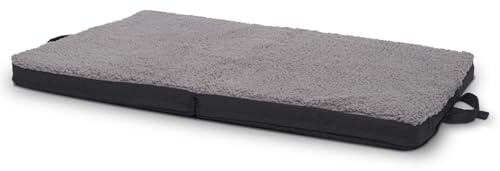 Sleezzz Ergonomische Hundeklappmatratze, Anthrazit, Kunstleder und Plüsch, Memory-Schaum, Waschbar, Klappbar mit Tragegriff, Antirutsch-Unterseite, 120 x 80 x 5 cm (XL)