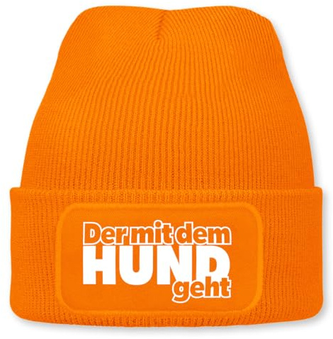 Prozente Momente Der mit dem Hund geht – lustige Wintermütze | Beanie für Damen & Herren, warm, elastisch & Unisex, Strickmütze mit Patch & Druck, perfekt für Après-Ski, Weihnachtsmarkt & Fasching