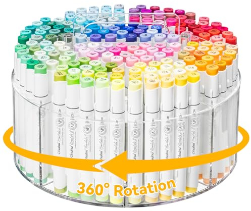 Ohuhu Marker Organizer, 360° Rotating Desk Storage with Hidden Handle