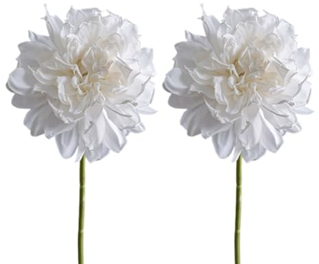Gettimore 2pcs Artificial Dahlia Flowers, Fabric Wedding & Home Decor, Vibrant Bouquet Centerpiece