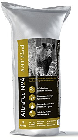 AttraTec No 4 BHT Fluid, Lockmittel für Schwarzwild und Rotwild, modifizierter Buchenholzteer, 1kg Flasche