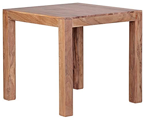 WOHNLING Esstisch MUMBAI Massivholz Akazie 80 x 80 x 76 cm Esszimmer-Tisch Design Küchentisch modern Landhaus-Stil Holztisch quadratisch dunkel-braun Natur-Produkt Massivholzmöbel Echt-Holz unbehandel