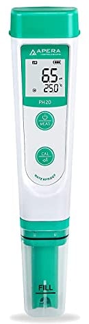 Apera Instruments PH20 pH-Meter, Messgerät im Taschenformat (±0,1 pH-Genauigkeit, 0 -14 pH-Messbereich, wasserfest, Temperaturanzeige) Set inkl. Kalibrierlösungen
