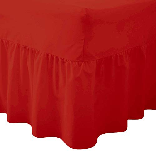 R&Z Luxuary Plain Polycotton Fitted Valance Sheet SIngle, DOuble, King, Super King (Red, Double)