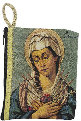 Good Shepherd Creations Rosenkranztasche mit traditioneller katholischer Kunst, groß, Seven Sorrows, 10 x 15 cm