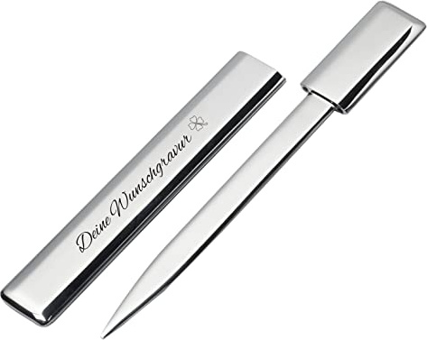 Schmalz® Formschöner Brieföffner ERME mit Gravur aus Metall, inkl. Gravur rechteckig Silber glänzend neu (mit Gravur)