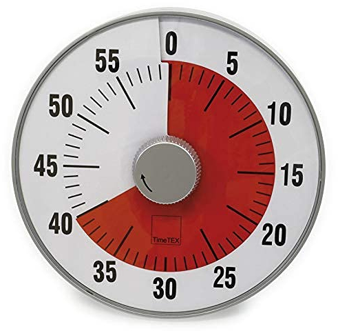 TimeTEX - Zeitdauer-Uhr L Rot | Lautloser 60 Minuten Countdown mit visuellem und akustischen Signal für Selbständigkeit | Inhalt: Batteriebetriebener Timer in Rot (Größe: ca. 19 cm ø)