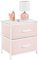 mDesign commode 2 tiroirs – table de chevet en tissu, métal et MDF – table de nuit décorative pour la chambre à coucher, également idéale dans le séjour – rose/blanc