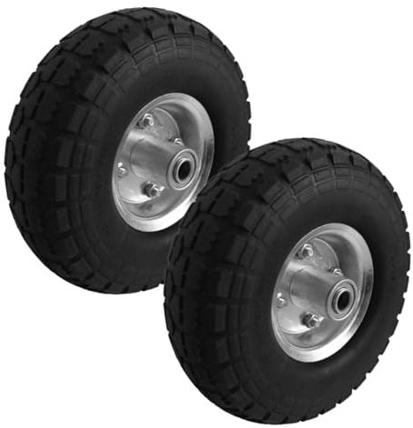 Linxor - Lot de 2 Roues increvables pour Chariot 25 x 8 cm - Axe 16 mm