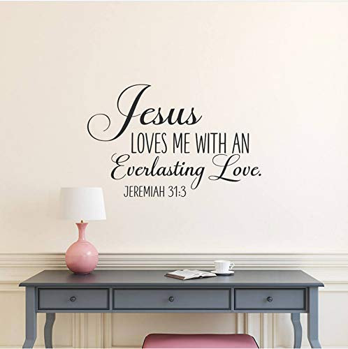 Bibel Vers Wandtattoo Zitat Jesus Liebt Mich Mit Einer Liebe Kinderzimmer Wand Vinyl Aufkleber Schlafzimmer 42X27Cm