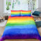 Loussiesd Regenbogenfarbe Bettwäsche Set 135x200cm Kinder Mädchen Bunt Bettbezug Set für Frauen Dekorativ Weiche MikrofaserBetten Set mit 1 Kissenbezug 80x80cm Mehrfarbig Streifen Muster