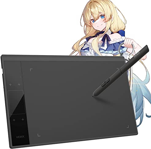 VEIKK A30 Grafiktablett mit Smart Touchpad und 4 Tastenkombinationen, 10x6 Zoll mit batterielosem Stift und 8192 Professionellen Druckstufen