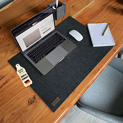 kontor28® - Schreibtischunterlage Filz MADE IN GERMANY | Schreibtisch Unterlage in der Größe 80x37,5 cm aus Upcycling-PET Filz | Filzunterlage Schreibtisch waschbar & Anti-Rutsch, Farbe Anthrazit