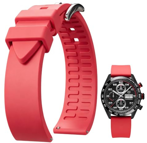 BINLUN Silikon Uhrenarmband Schnellverschluss Fluorkautschuk Uhrenarmbänder 19mm 20mm 21mm 22mm 24mm Gummi Sport Uhrband für Herren Damen Schwarz/Braun/Blau/Rot/Grün/Orange