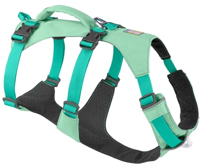 Ruffwear Flagline Hundegeschirr mit Griff, Lleichtes, Verstellbares Gehgeschirr, 3 Leinenbefestigungspunkte, verstärktes Gurtband und starker V-Ring aus Metall, Sage Green (XX Small, 33-43cm)