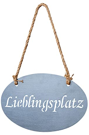 levandeo Lieblingsplatz Schild 30x18cm Garten-Deko Anhänger Türschild Beton Grau Wandbild Schriftzug Wanddeko