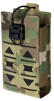 TOPTACPRO Taktische Funkgerätetasche MOLLE Funkgerätetasche Kompatibel mit 148/152 MPU5 Baofeng Funkgerätetasche Walkie Talkies Gewehrmag mit elastischer Schnur 500D Nylon(Multi-camo)