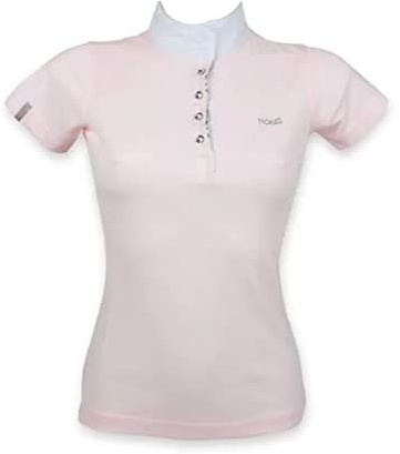Horses T-Shirt Equitazione, Colore Rosa, Tessuto Elasticizzato, vestibilità Aderente, Leggera e Confortevole, Ideale per l’Equitazione