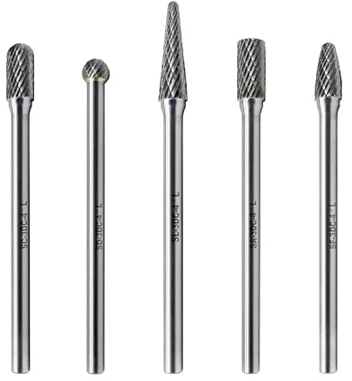 Hartmetall-Frässtift-Set, extra langer Schaft, Hartmetall-Frässtifte, Doppelschnitt, 1/4-Zoll-Schaft, 10,2 cm lange Frässtifte für die Schleifmaschine, 5 Stück LU&MN