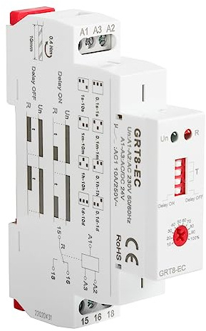 Jadeshay Relais Temporisé, GRT8-EC Temporisateur 220v Relais avec le Relais de Temporisation ou d'arrêt Relais à Retardement AC220V/DC24V