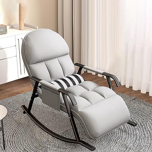 Schaukelstuhl Wohnzimmer, Stillsessel schaukelstuhl mit Verstellbares Fussteil und RüCkenlehne, Schaukelsessel mit Liegefunktion, Schaukelstühle Schaukelliege Wohnzimmer und Schlafzimmer (Gray)