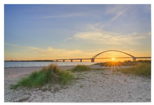 artboxONE Poster 60x40 cm Reise Abends am Fehmarnsund Strand - Bild fehmarn düne dünengras