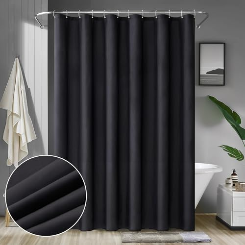 MIULEE Rideau de Douche Polyester Anti-Moisissure Noir 120x180cm | Rideau de Douche Déperlant Pour la Baignoire Imperméable Rideaux Baignoire Lavable en Machine 8 Crochets