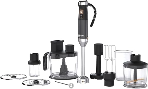 Sencor Batidora de Mano Multifunción Ultra-Potente 10 en 1, 1500W, con Tecnología QuadBlade de Titanio, Control de Velocidad Continuo, Mango Ergonómico y Accesorios Completos - Negro [SHB 6552WH]
