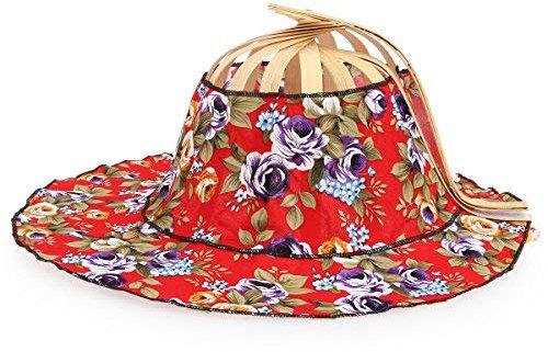 Womens Sun Hat 2 in 1 Sunhat Foldable Bamboo Hand Fan Sunhat Hat (Random Color)