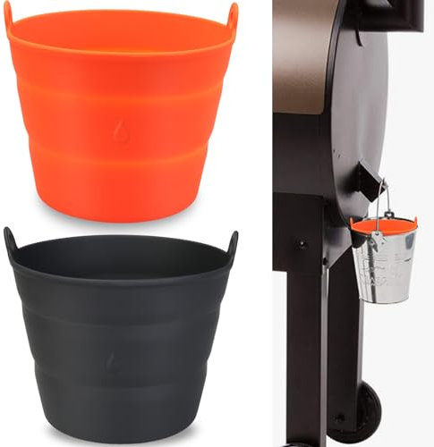 FOWSRHRG Traeger Fetteimer-Einsatz, 2 x Fettbecher-Einlagen, wiederverwendbare Traeger-Tropfschale für Traeger, Eisenholz-Grill, auslaufsicher, faltbare Grills, Outdoor-Kochzubehör, Tropfpfanne,