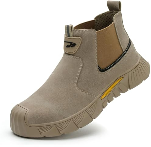 R-Win Welding Steel Toe Cap Work Boots Suede Leather Slip On Non Slip Low Top Mid Top Safety Trainers Construction Industrial Shoe