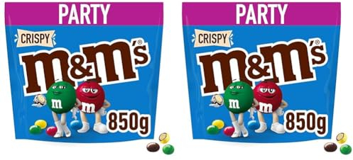 M&M'S Crispy Schokolade Großpackung | American Football Snacks | Schokolinsen mit Knusperkern | 850g (Packung mit 2)