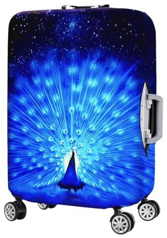 7-Mi Koffer Abdeckung 3D Print Design Reise Gepäck Protector Trolley Case Abdeckung 26-28 Hülle, BluePeacock