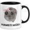 Sad Hamster Meme Lustige Tasse Hamsti Trauriger Hamster Büro Kaffee-Becher Hamsti Müdi (Schwarz)