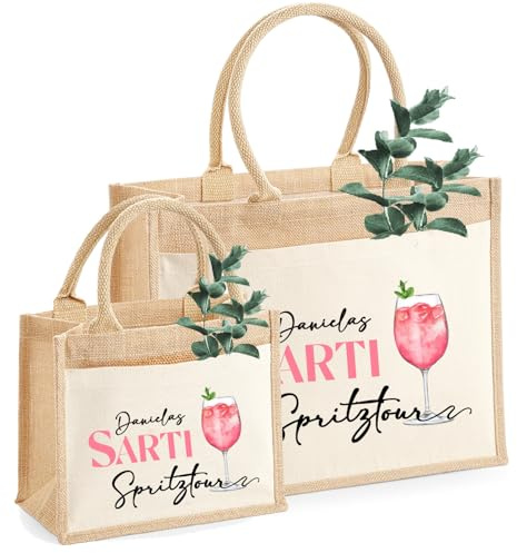 AMBERGER DESIGN Jute-Tasche Ich bin auf Sarti Spritz Tour, Größe S/L