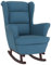 Hommdiy Schaukelstuhl mit Massivholz-Gummibeinen Relaxstuhl Schaukelsessel Schwingsessel Relaxsessel Schwingstuhl Polstersessel Sessel Samt Blau,Ohne Fußablage