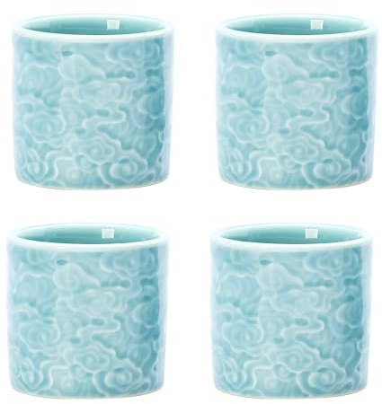 Dicmracy Espressotassen für Kaffee oder Tee, Teetassen aus Keramik, Demitasse-Teetassen, japanische asiatische Tassen, 2er-Set (Türkis, 2)