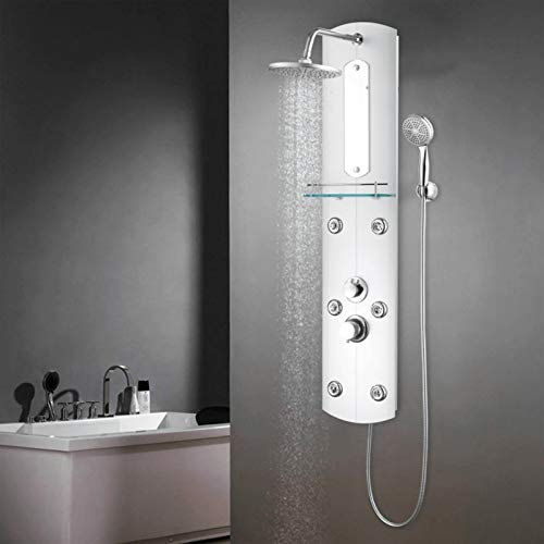 Somanki Duschpaneel, Duschsäule, Regendusche, Duscharmatur Regendusche, Duschsystem, Dusche Armaturen, Regenwasserdusche, 25×43×120 cm Silbern