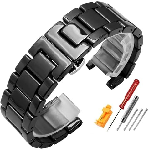 HASGTFM Konkaves Keramikarmband 20 x 11 mm, 18 x 10 mm, 16 x 8 mm, passend for G-Ucci, passend for Omega, passend for GC Guess, passend for Dior, Pasha-Kerbenarmband, Herren- und Damenarmbandzubehör
