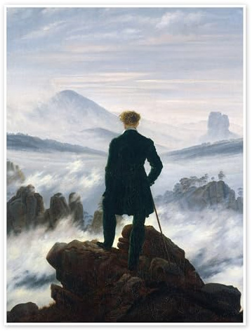 Caspar David Friedrich Wanderer Poster 100 x 130 cm | Nebelmeer über dem Romantik Frühromantik Romantiker Klassiker Malerei Kunst Maler Landschaftsmalerei