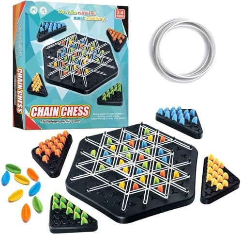 Chain Triangle Chess Game, Easter Wavelength Board Game, Triggle Game, Triggle Rubber Band Game for Kids, Multiplayer Triangle Board Game for Family Night & Puzzle for Boys and Girls