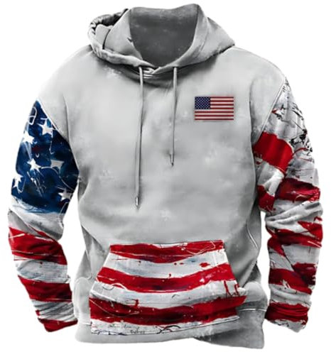 Hoodie Herren Oversize Usa Flagge Druck Sweatshirt Mit Kapuze Langarm-Sweatshirt mit amerikanischer Flagge Kapuzenpullover für Herren Pullover Amerikanische Flagge Hoodie USA 3D Print Hoodie