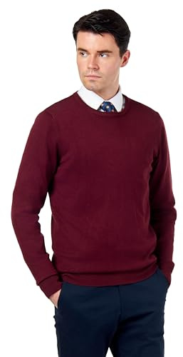 Mens Pure Cotton Round Crew Neck Jumper Classic Fine Knit Lightweight Pullover Sweater