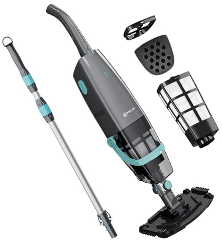 PoolMr Aspirapolvere portatile senza fili per piscina, ricaricabile, con forte potenza di aspirazione di 16 gall/min, per piscine fuori terra, spa, vasche idromassaggio, vasche idromassaggio, 60