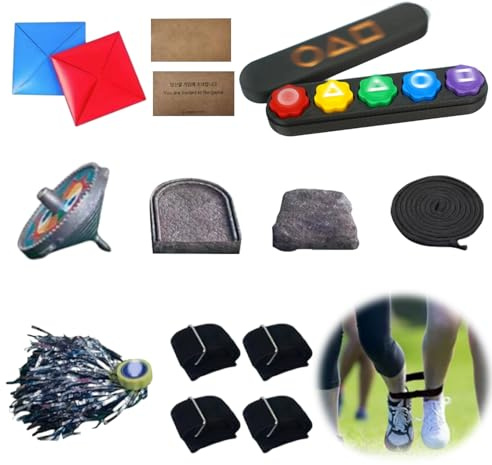 Nhemeylp Korean Folk Game Set Korean Including Jebi Chagi Gong-gi Biseokchigi Paeng-y DDAKJI Traditional Portable & Durable Gonggi Folk Game Set For Family Gatherings TV Fans