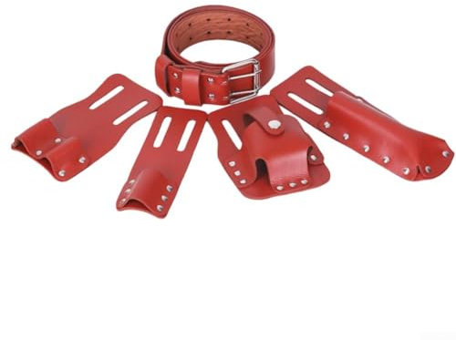 5 In 1 Leather Tool Belt, Scaffolding Tool Pouch With Movable Tool Holders, For Level Spanners Scaffold, Electricians Pouch (brown)