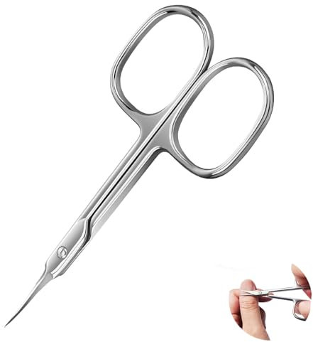 Stainless Steel Nail Scissors, Cuticle Scissors with Curved Tip, Multipurpose Professional Sharp Dead Skin Scissor Manicure, for Trimming Eyebrows, Nose Hair, Finger and Toe Nail Care