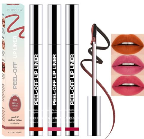 Baorder 3Pcs Matte Peel Off Lip Liner Tattoo Set,Waterproof,Smudge-Proof,Peel Off Lip Liner Tattoo,Peel Off Lip Stain,Long-Lasting Pink Lip Gloss,Matte Nude Liquid Lipstick Lip Tint